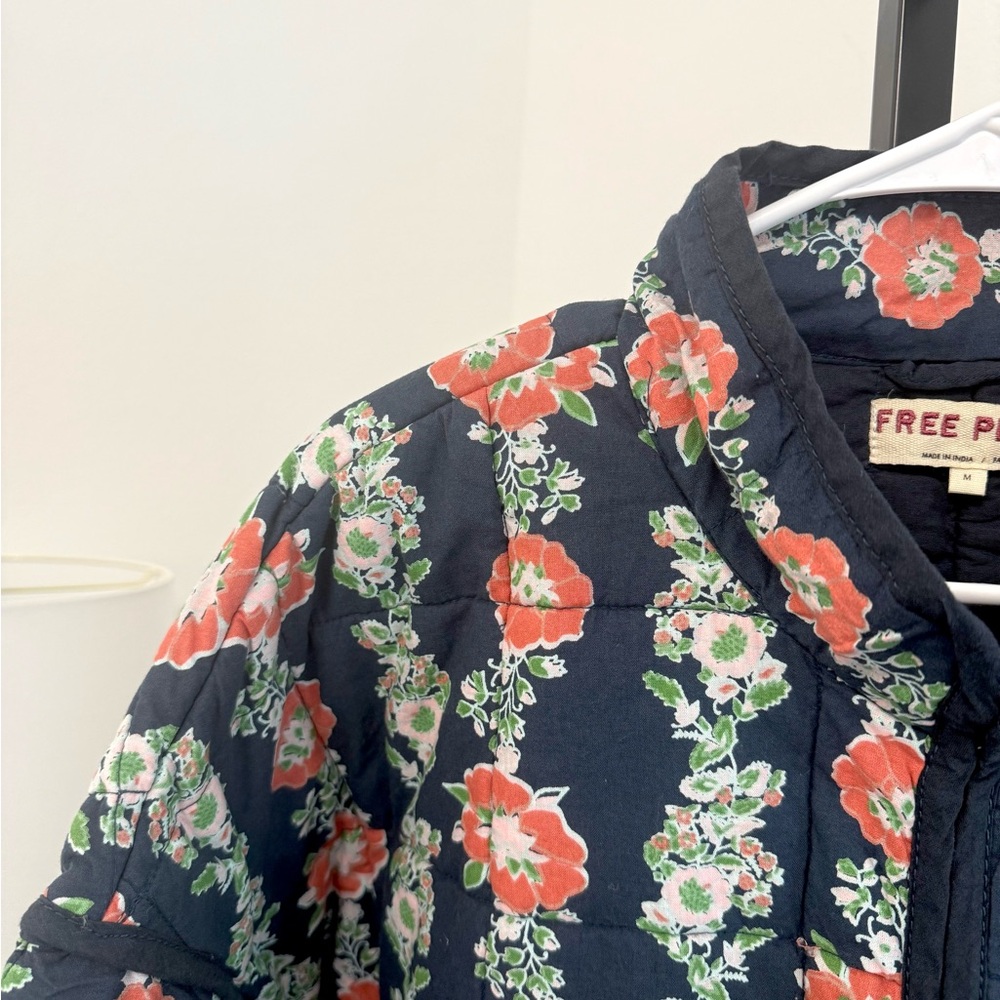 Free People Navy Floral Quilted Puffer Jacket - Picture 5 of 5